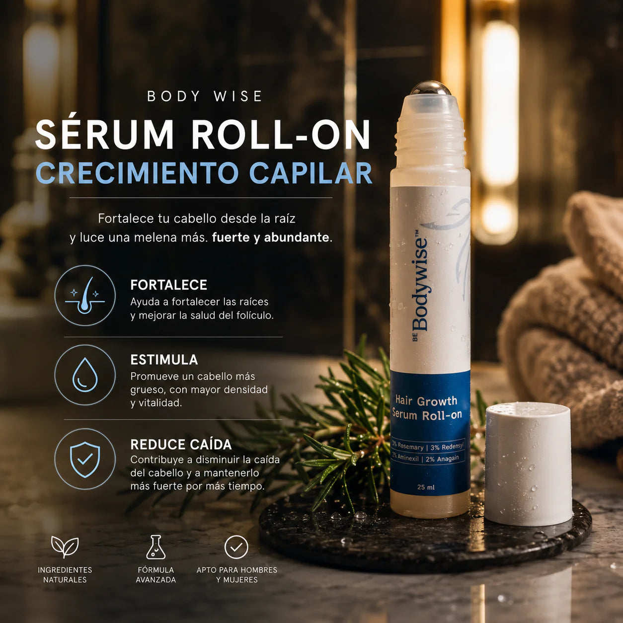 BodyWise Hair Growth - Sérum Capilar Anticaída y Crecimiento Intensivo.