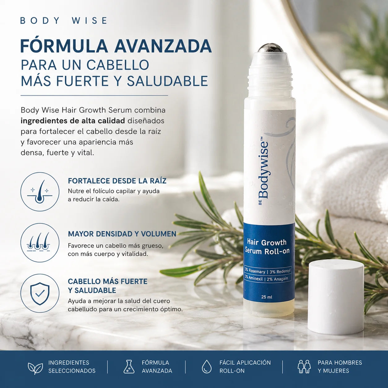 BodyWise Hair Growth - Sérum Capilar Anticaída y Crecimiento Intensivo.