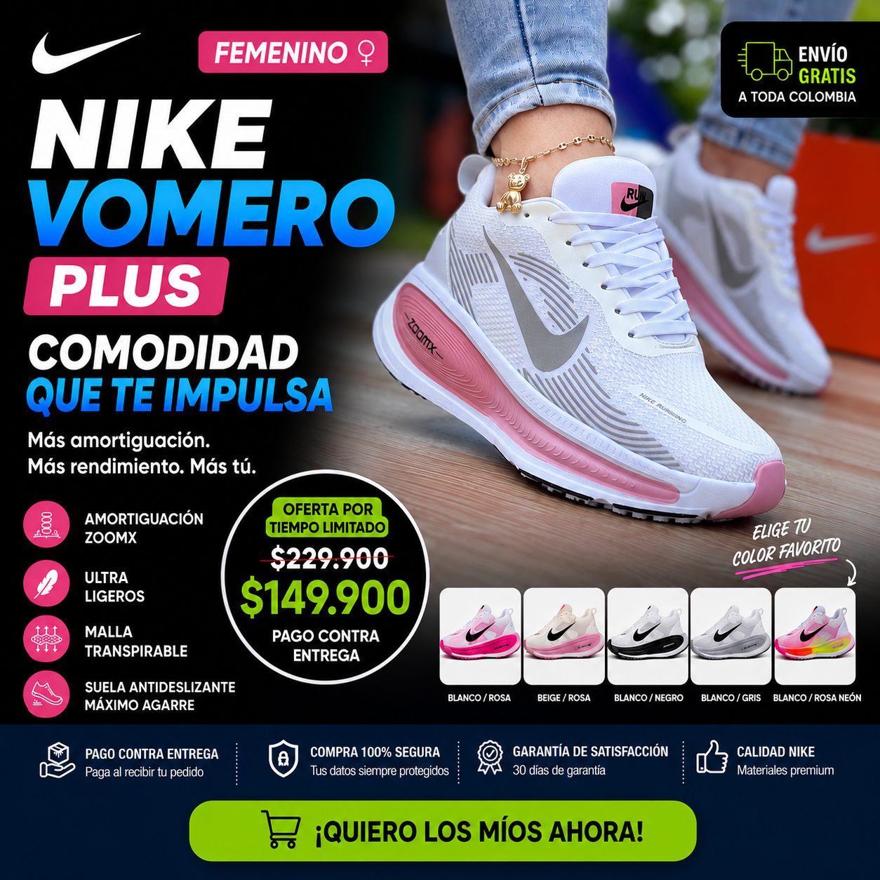 TENIS NIKE VOMERO PLUS DAMA. Comodidad que se siente desde el primer paso.