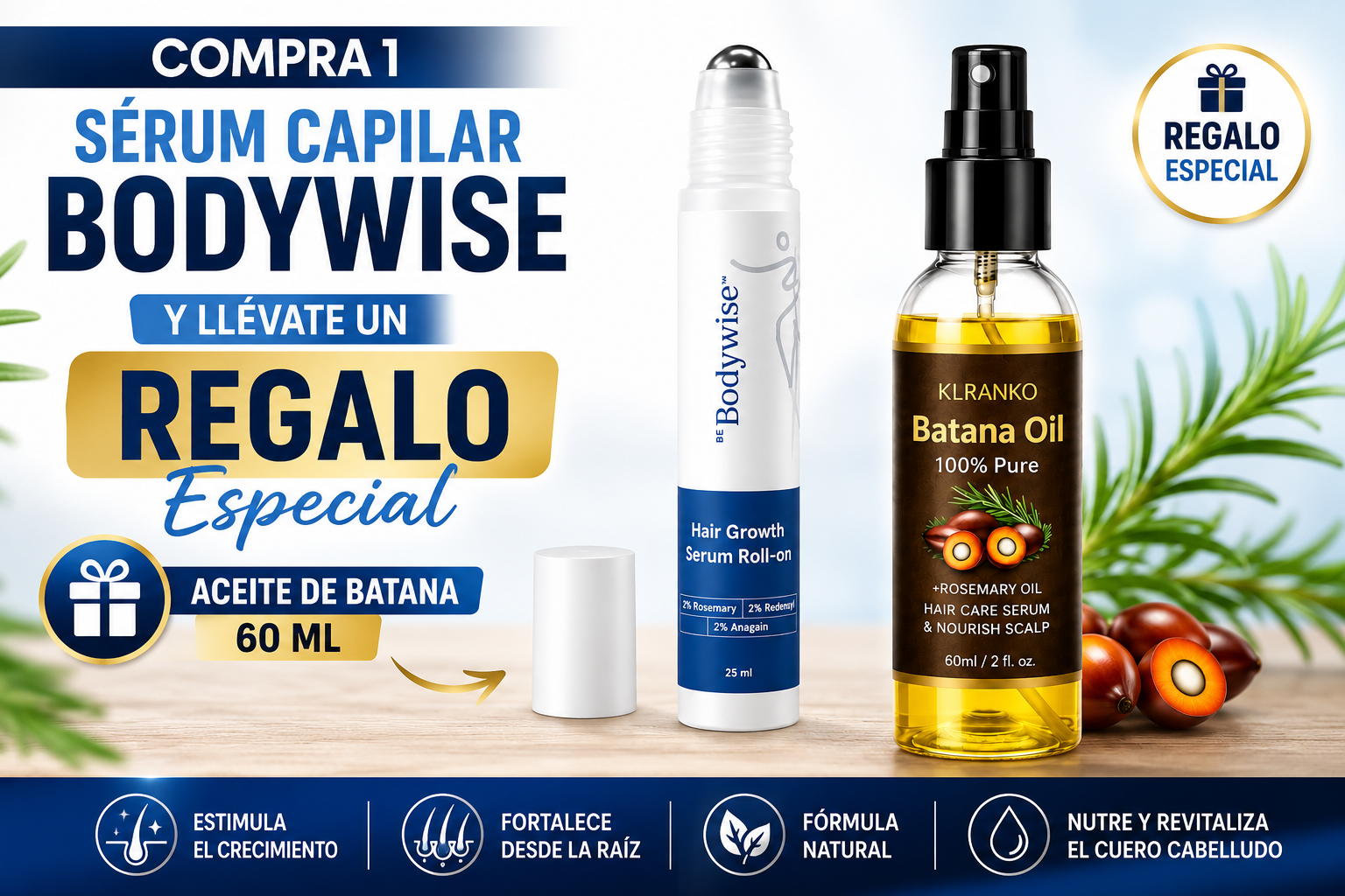 BodyWise Hair Growth - Sérum Capilar Anticaída y Crecimiento Intensivo.