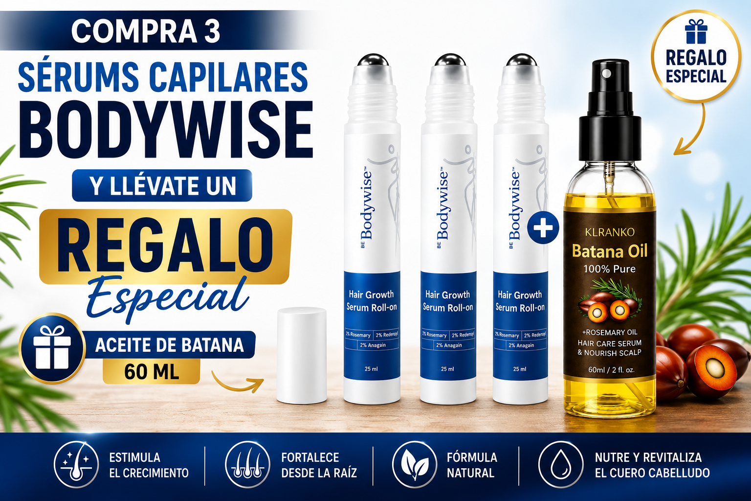 BodyWise Hair Growth - Sérum Capilar Anticaída y Crecimiento Intensivo.